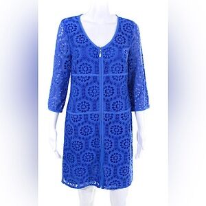 LAUNDRY by Shelli Segal Cobalt Blue Crochet Lace Dress Sz 6